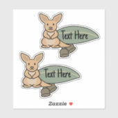 キュートなカンガルーユーカリ葉ラベル シール (シート)