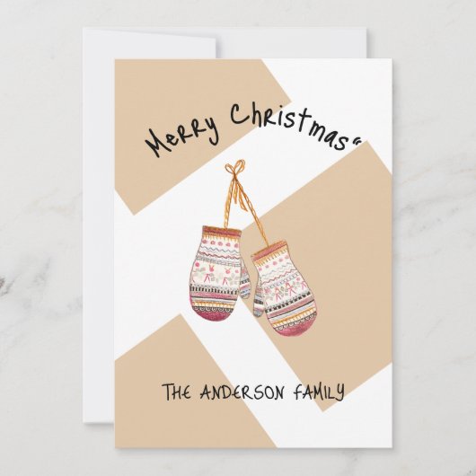 キュートなカントリーウィンターグローブメリークリスマス シーズンカード (正面)