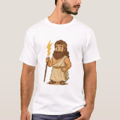 キュートなカートゥーンのゼウス - ギリシャ神話の雷神 Tシャツ (正面)