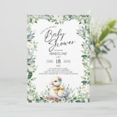 キュートなガチョウとボウベビーシャワー招待状 招待状 (スタンド正面)