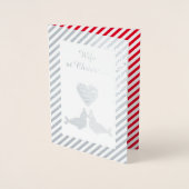 キュートなキスをするクリスマスカスタムシール 箔カード (正面)