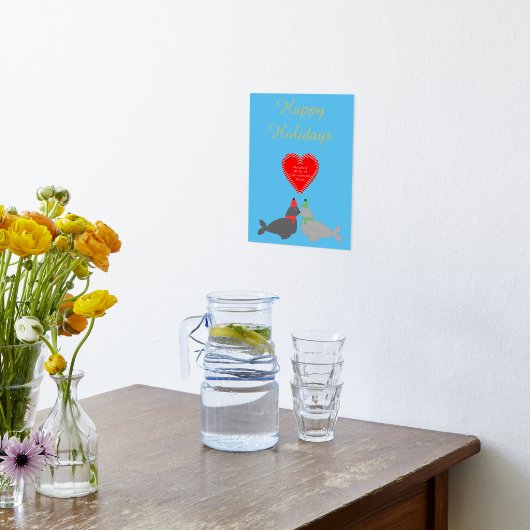 キュートなキスをするクリスマスカスタムシール 箔ポスター (レイダウン (キッチン))