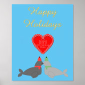 キュートなキスをするクリスマスカスタムシール 箔ポスター (正面)