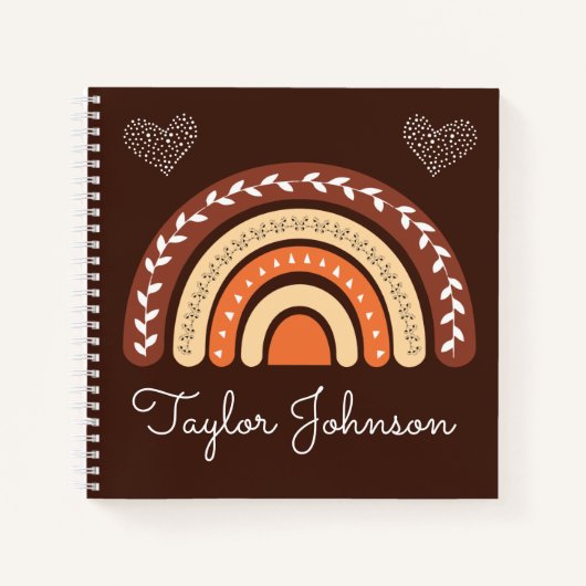 キュートなキッズボホレインボオンブラウンノートブック ノートブック (正面)