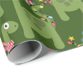 キュートなキッズ恐竜クリスマスラッピング紙 ラッピングペーパー (ロールコーナー)