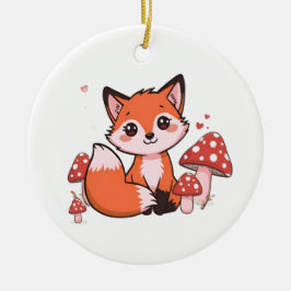 キュートなキツネのデザイン - かわいい＆夢のあるアート セラミックオーナメント