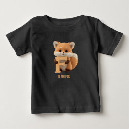 キュートなキツネの文字FキッズTシャツ | アニマルアルファベットS ベビーTシャツ