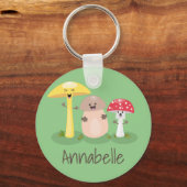 キュートなキノコとキノコの漫画 キーホルダー (正面)