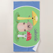 キュートなキノコとキノコの漫画 ビーチタオル (正面)