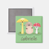 キュートなキノコとキノコの漫画 マグネット (正面/裏面)