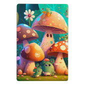 キュートなキノコと花が緑色のクリップボードをバグ ミニクリップボード (裏面)