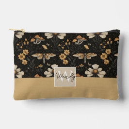 キュートなキノコと花の秋模様 アクセサリーポーチ