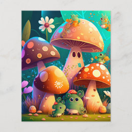 キュートなキノコと花バグ緑の紙シート