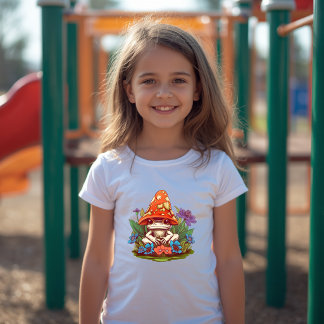 キュートなキノコのカエルの花の幻想 Tシャツ