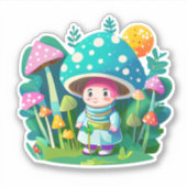 キュートなキノコのステッカー シール (正面)