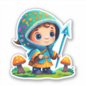 キュートなキノコのステッカー シール (正面)