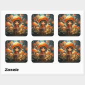 キュートなキノコのステッカー スクエアシール (シート)