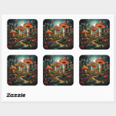 キュートなキノコのステッカー スクエアシール (シート)