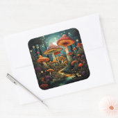 キュートなキノコのステッカー スクエアシール (封筒)