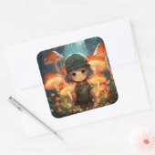 キュートなキノコのステッカー スクエアシール (封筒)