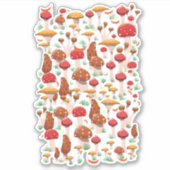 キュートなキノコのパターン シール (正面)