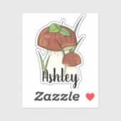 キュートなキノコのモノグラム名 シール (シート)