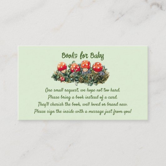 キュートなキノコの木の国の赤ちゃんシャワー予約リクエスト エンクロージャーカード (正面)
