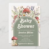 キュートなキノコの水の色ベビーシャワー招待状 招待状 (正面/裏面)