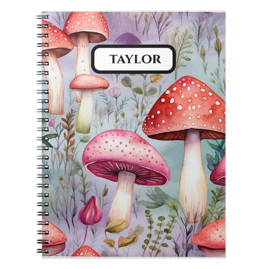 キュートなキノコの水彩林素朴林 ノートブック (正面)