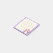 キュートなキノコの紫色罫線付箋 ポストイット (アングル)