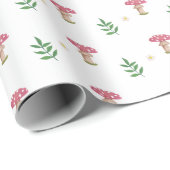 キュートなキノコの花と葉 ラッピングペーパー (ロールコーナー)