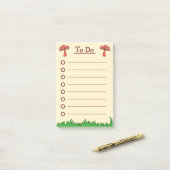 キュートなキノコの足掛け ポストイット (デスク上)