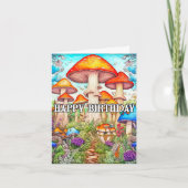 キュートなキノコの過生林イラストレーション カード (正面)