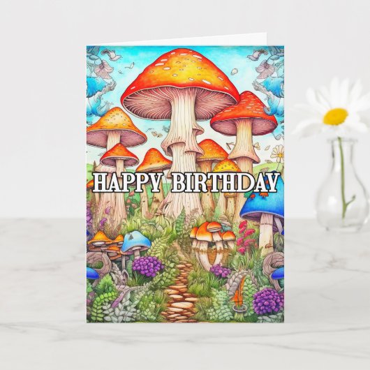 キュートなキノコの過生林イラストレーション カード (小さな植物)