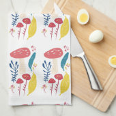 キュートなキノコイラストレーション キッチンタオル (四つ折り)