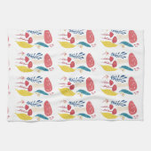 キュートなキノコイラストレーション キッチンタオル (横)