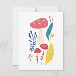 キュートなキノコイラストレーション ノートカード