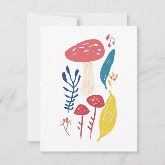 キュートなキノコイラストレーション ノートカード (正面)