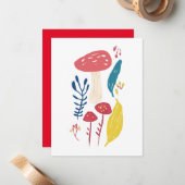 キュートなキノコイラストレーション ノートカード (正面/裏面インサイチュ)