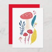 キュートなキノコイラストレーション ノートカード (正面/裏面)