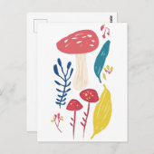 キュートなキノコイラストレーション ポストカード (正面/裏面)