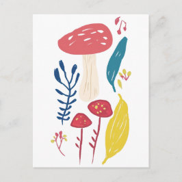 キュートなキノコイラストレーション ポストカード