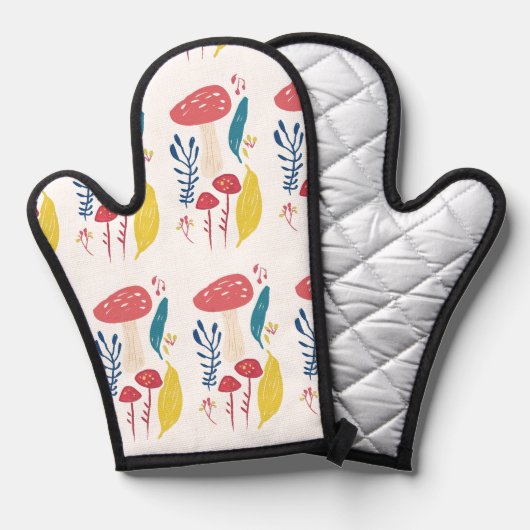 キュートなキノコイラストレーション 鍋つかみ (正面/裏面)
