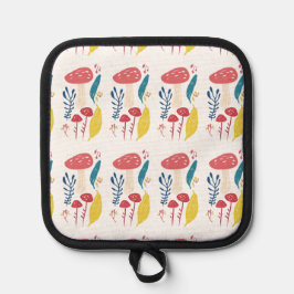 キュートなキノコイラストレーション 鍋敷き