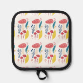 キュートなキノコイラストレーション 鍋敷き (正面)