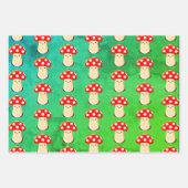 キュートなキノコスケッチパターン ラッピングペーパーシート (正面)