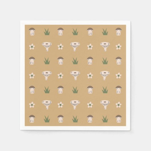 キュートなキノコ型ナプキン スタンダードカクテルナプキン (正面)