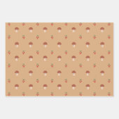 キュートなキノコ型包み紙セット ラッピングペーパーシート (正面3)