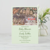 キュートなキノコ樹林動物の赤ちゃんシャワー 招待状 (スタンド正面)