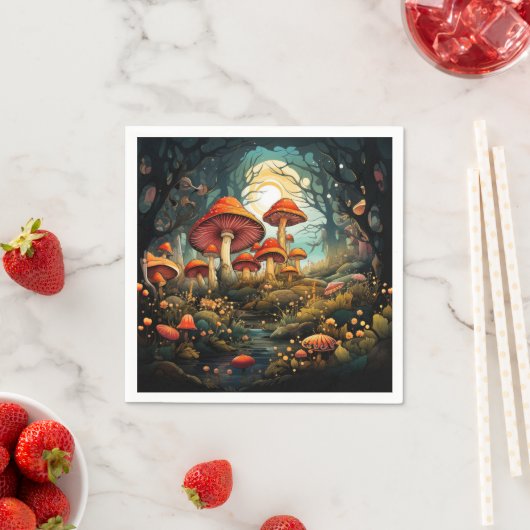 キュートなキノコ紙ナプキン スタンダードカクテルナプキン (インサイチュ)